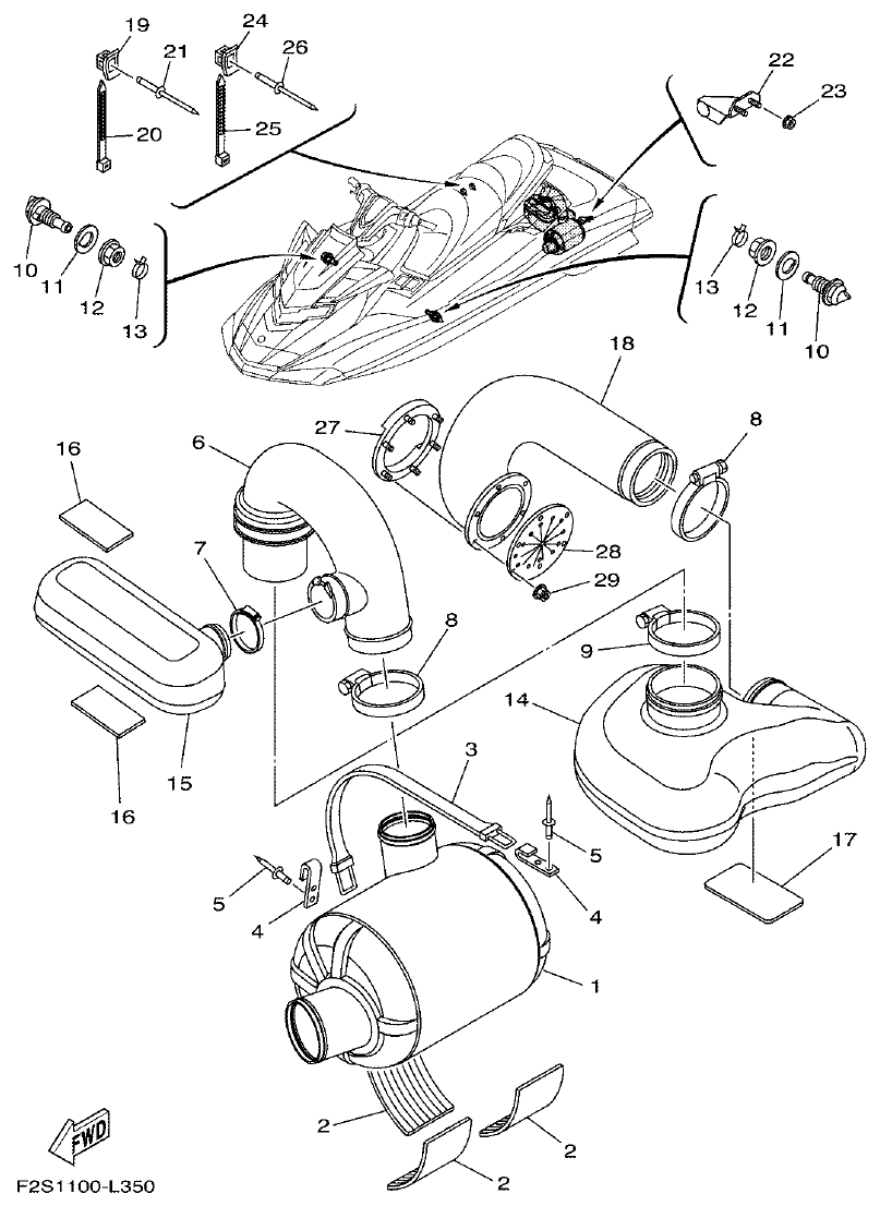 Yamaha FA1800A-M EXHAUST 3 parts diagram